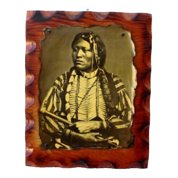 Vintage 1970s Native American Indian Wall Hanging Plaque Decor - Picture 1 of 2